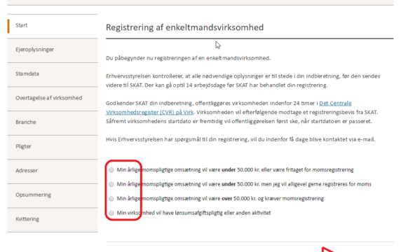 Trin 6 – Indtast relevante data